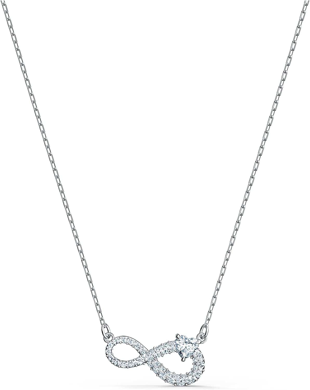 Infinity Crystal Jewelry Collections, Rhodium & Rose Gold Tone Finish Pendant Necklace - Rhodium Tone