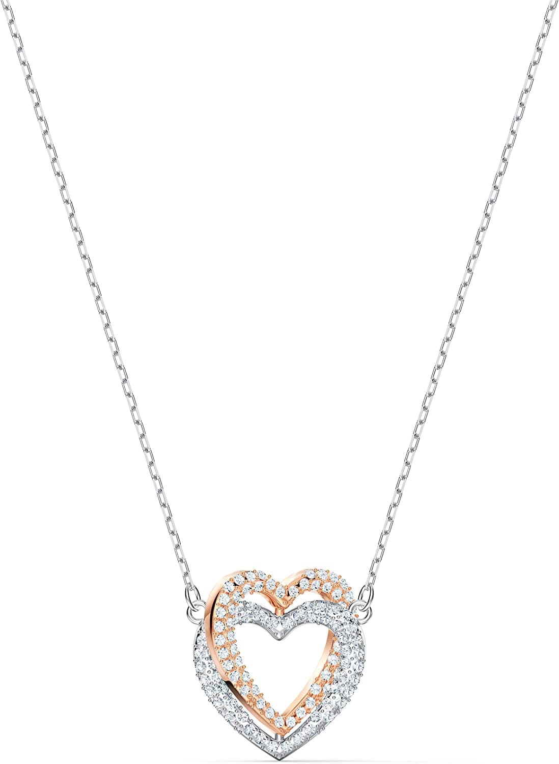 Infinity Heart Jewelry Collection, Rose Gold & Rhodium Tone Finish, Clear Crystals Silver
