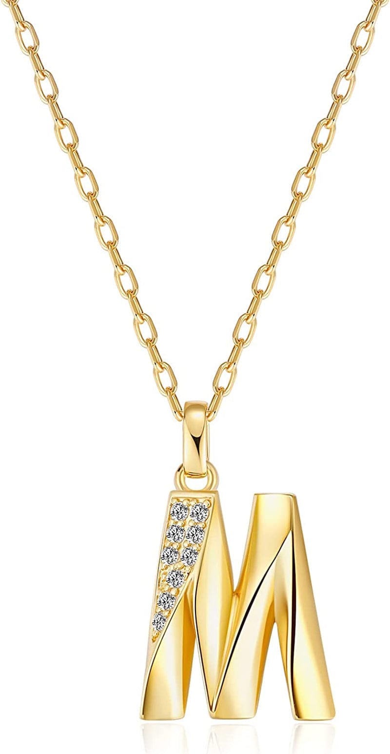 Initial Necklaces for Women, 14K Gold Plated Pendant Letter Necklace for Women Teen Girls , Dainty Gold Necklace Letter Necklace Initial Necklace Jewelry Gifts for Women Girls Gold-M-Make a difference in your life / Dainty velvet bag packaging