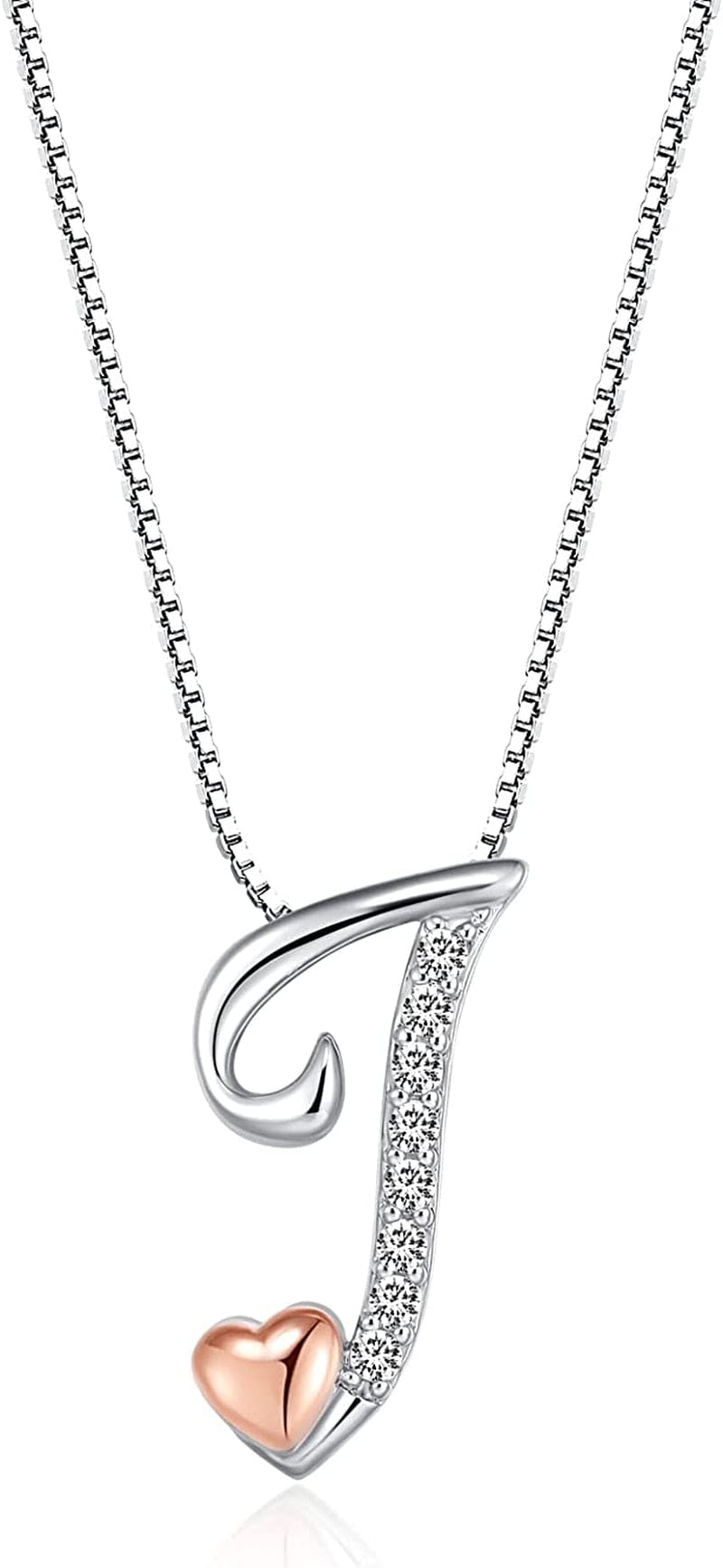 Initial Necklaces for Women, 14K Gold Plated Pendant Letter Necklace for Women Teen Girls , Dainty Gold Necklace Letter Necklace Initial Necklace Jewelry Gifts for Women Girls White Gold-J-Joy often comes after sorrow / Dainty velvet bag packaging