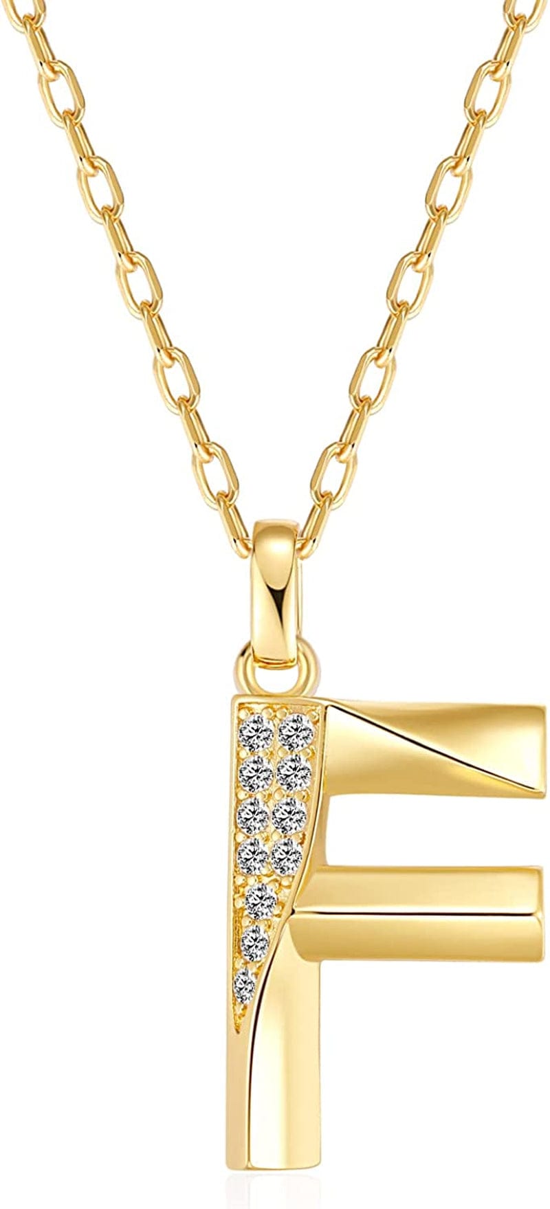 Initial Necklaces for Women, 14K Gold Plated Pendant Letter Necklace for Women Teen Girls , Dainty Gold Necklace Letter Necklace Initial Necklace Jewelry Gifts for Women Girls Gold-F-Frozen hearts will melt / Dainty velvet bag packaging