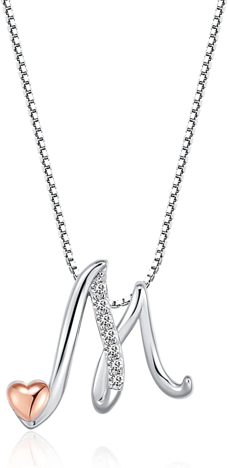 Initial Necklaces for Women, 14K Gold Plated Pendant Letter Necklace for Women Teen Girls , Dainty Gold Necklace Letter Necklace Initial Necklace Jewelry Gifts for Women Girls White Gold-M-Make a difference in your life / Dainty velvet bag packaging