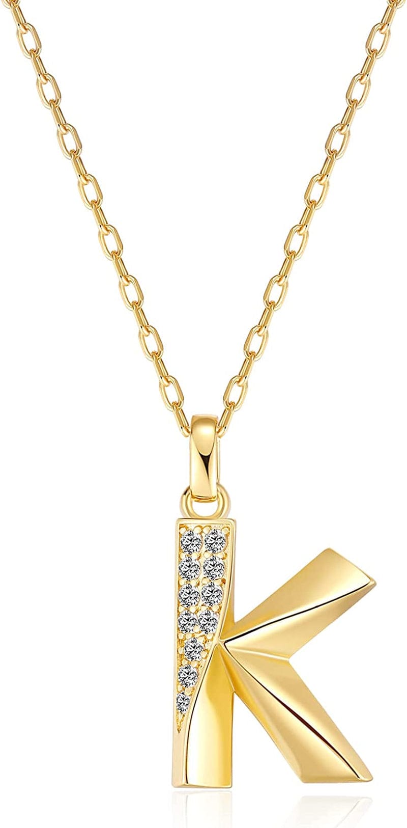 Initial Necklaces for Women, 14K Gold Plated Pendant Letter Necklace for Women Teen Girls , Dainty Gold Necklace Letter Necklace Initial Necklace Jewelry Gifts for Women Girls Gold-K-Keep you close at heart / Dainty velvet bag packaging