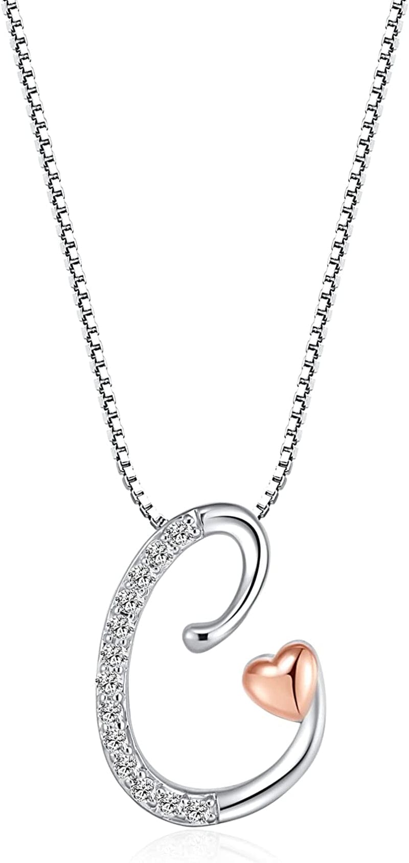 Initial Necklaces for Women, 14K Gold Plated Pendant Letter Necklace for Women Teen Girls , Dainty Gold Necklace Letter Necklace Initial Necklace Jewelry Gifts for Women Girls White Gold-C-Calling you because I miss you / Dainty velvet bag packaging