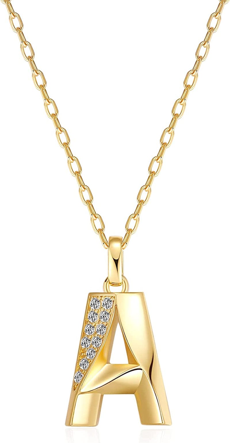 Initial Necklaces for Women, 14K Gold Plated Pendant Letter Necklace for Women Teen Girls , Dainty Gold Necklace Letter Necklace Initial Necklace Jewelry Gifts for Women Girls Gold-A-At here waiting for you / Dainty velvet bag packaging