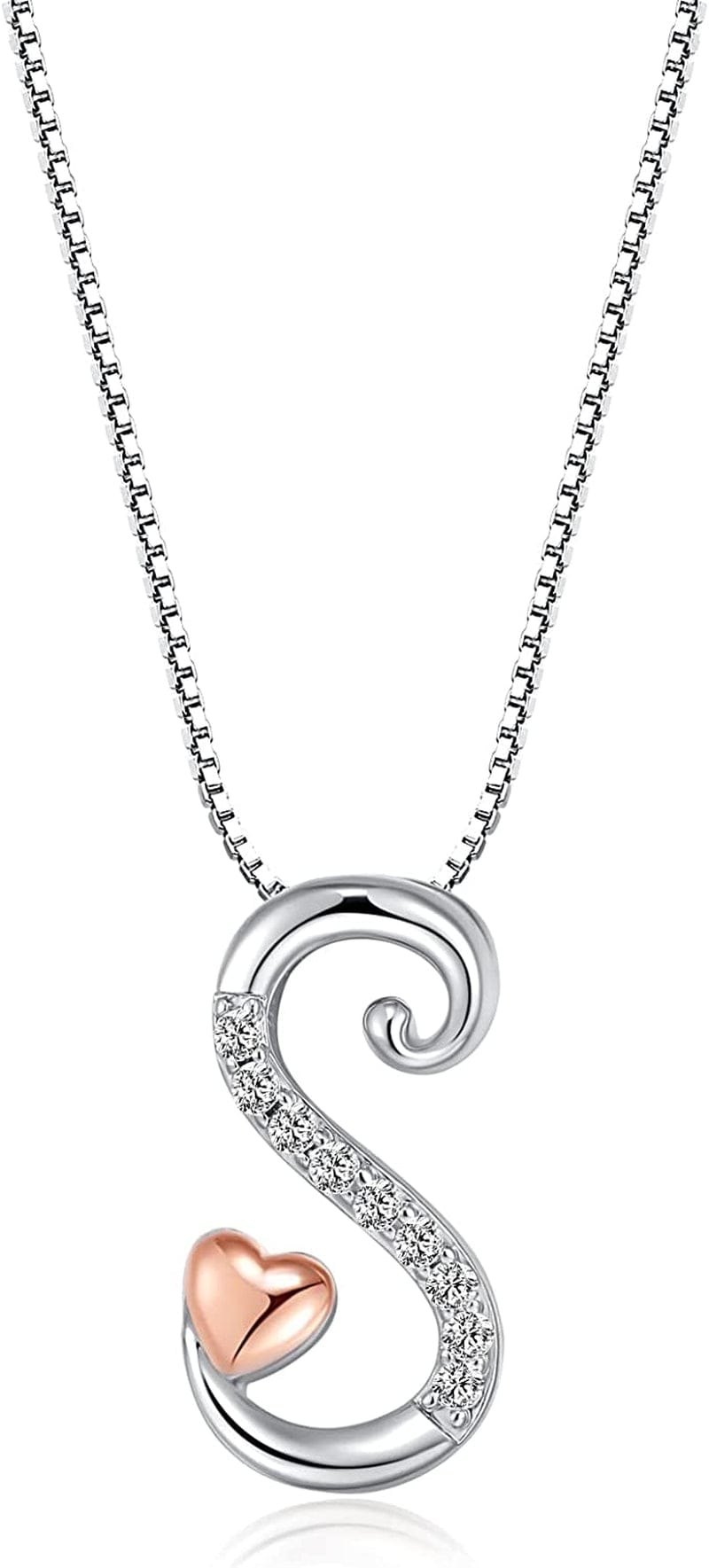 Initial Necklaces for Women, 14K Gold Plated Pendant Letter Necklace for Women Teen Girls , Dainty Gold Necklace Letter Necklace Initial Necklace Jewelry Gifts for Women Girls White Gold-S-Sing a love song for you / Dainty velvet bag packaging