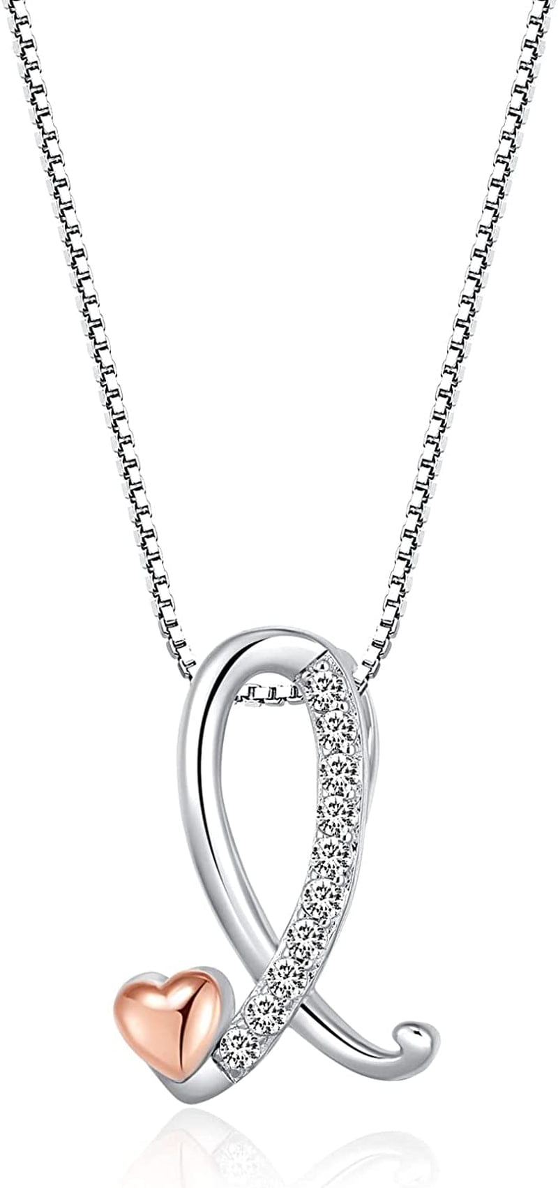 Initial Necklaces for Women, 14K Gold Plated Pendant Letter Necklace for Women Teen Girls , Dainty Gold Necklace Letter Necklace Initial Necklace Jewelry Gifts for Women Girls White Gold-I-love you forever / Dainty velvet bag packaging