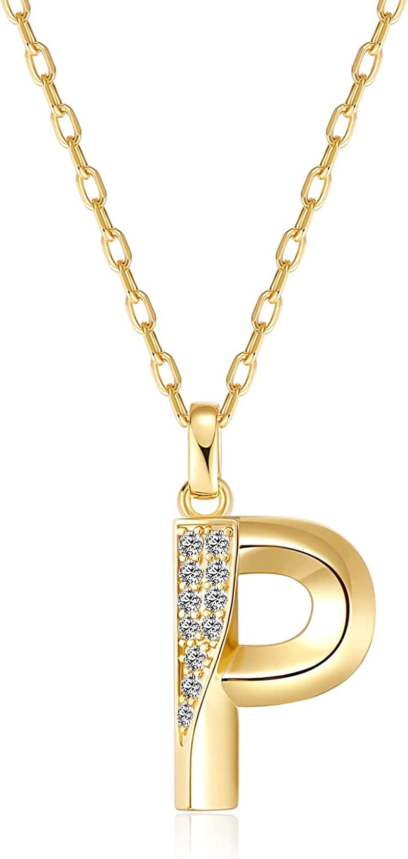 Initial Necklaces for Women, 14K Gold Plated Pendant Letter Necklace for Women Teen Girls , Dainty Gold Necklace Letter Necklace Initial Necklace Jewelry Gifts for Women Girls Gold-P-Probably just want you / Dainty velvet bag packaging