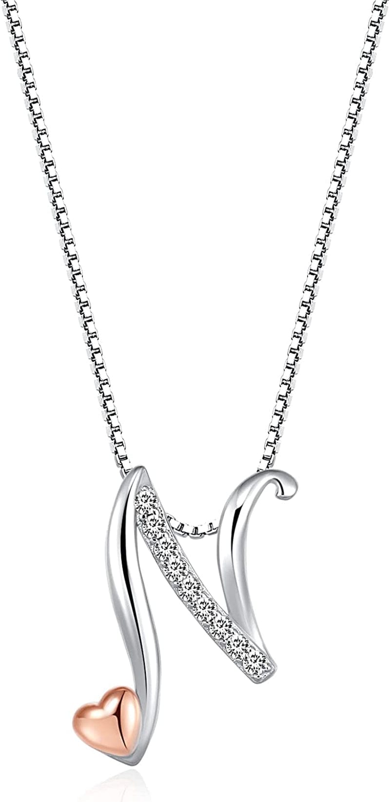 Initial Necklaces for Women, 14K Gold Plated Pendant Letter Necklace for Women Teen Girls , Dainty Gold Necklace Letter Necklace Initial Necklace Jewelry Gifts for Women Girls White Gold-N-Notebook full of your name / Dainty velvet bag packaging