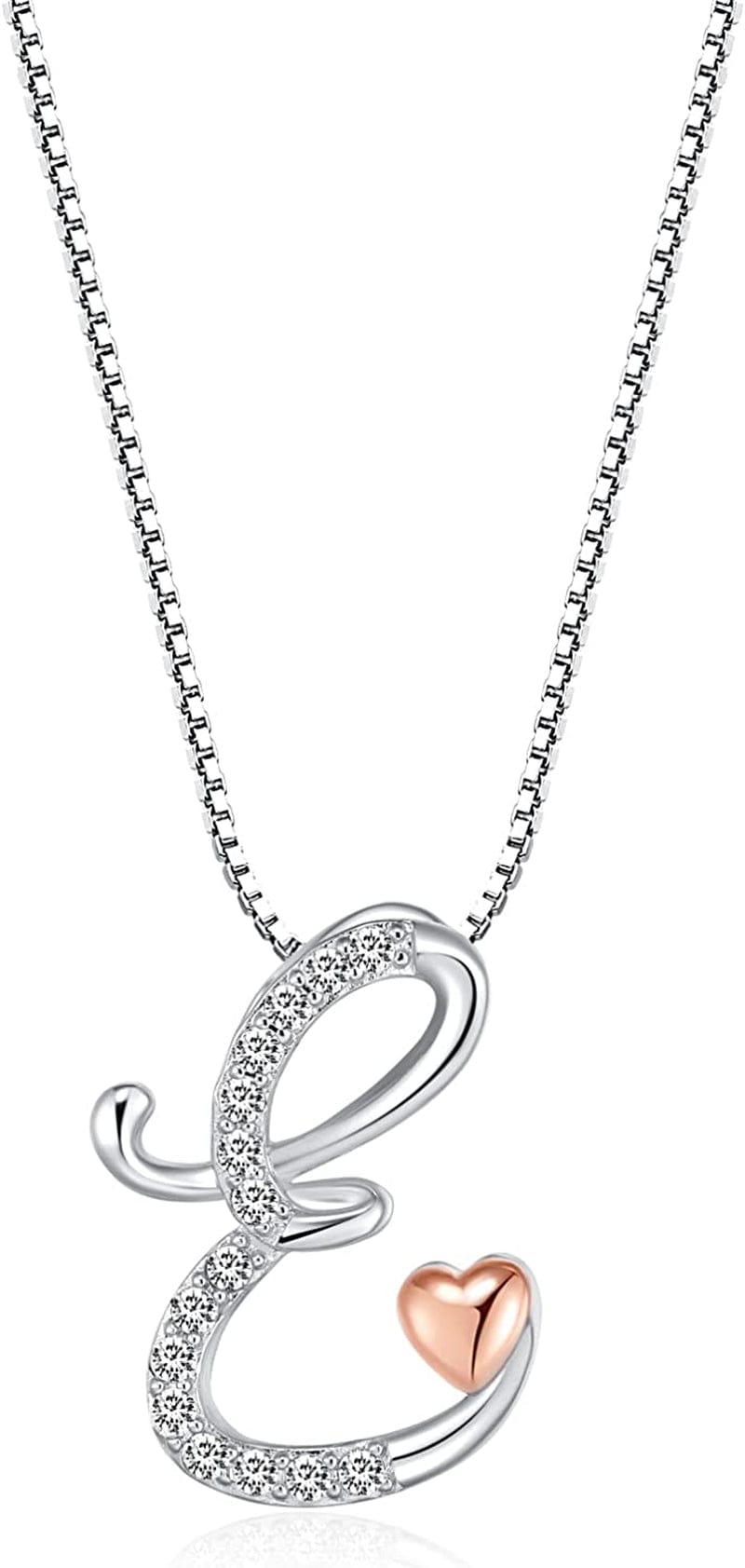 Initial Necklaces for Women, 14K Gold Plated Pendant Letter Necklace for Women Teen Girls , Dainty Gold Necklace Letter Necklace Initial Necklace Jewelry Gifts for Women Girls White gold-E / Dainty gift box packaging