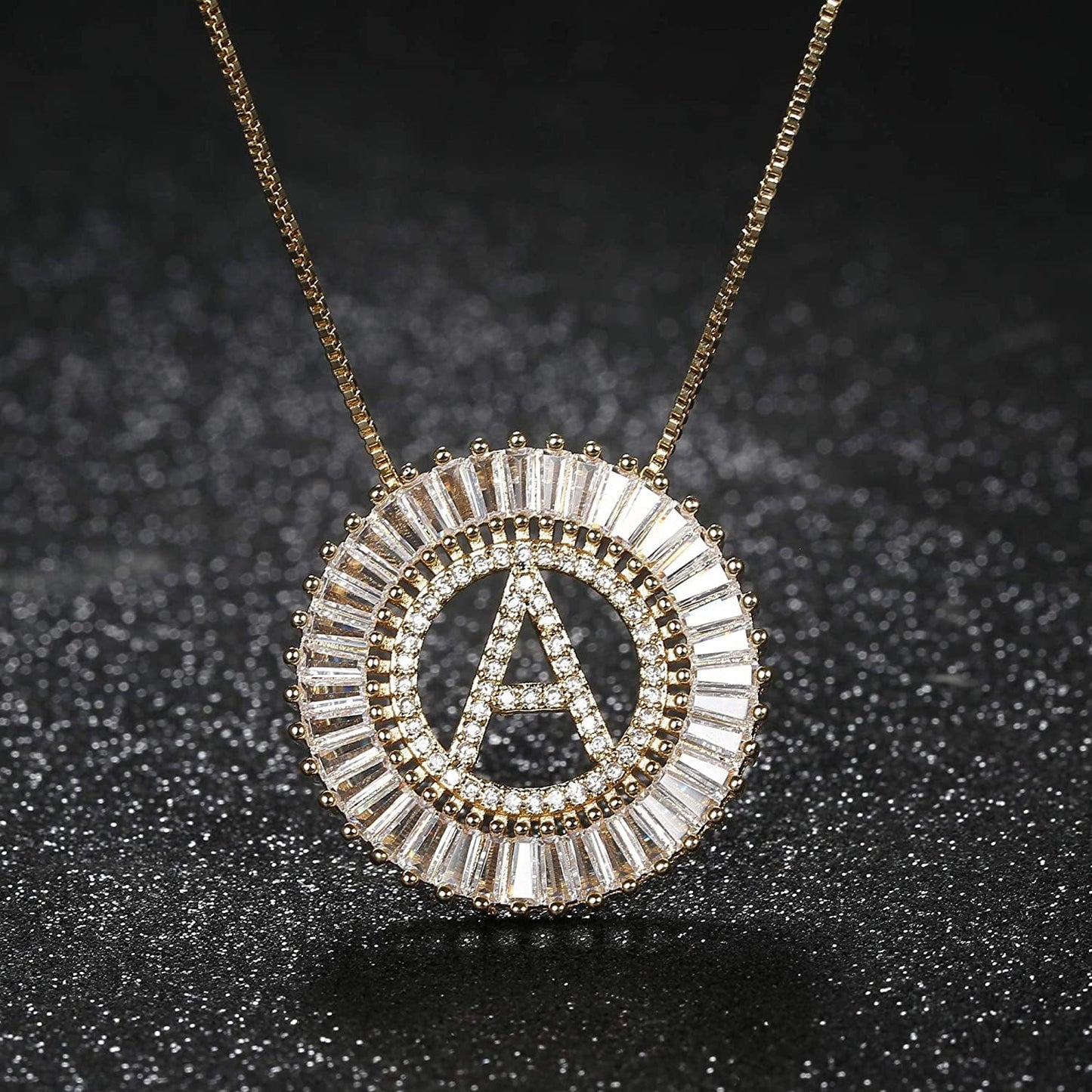 Initial Pendant Necklace Stud Earrings Jewelry Set for Women CZ Earring Studs Charm Alphabet Letter Personalized Chain Necklace 14K Real Gold Plated