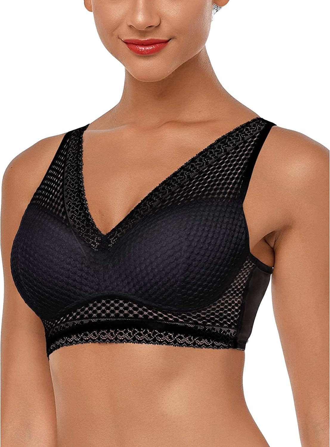 Intimate Portal Women Raerae Good Lift Wire Free Bra | Lightly Padded Demi Bra | Back Smoothing Black / 38A/B
