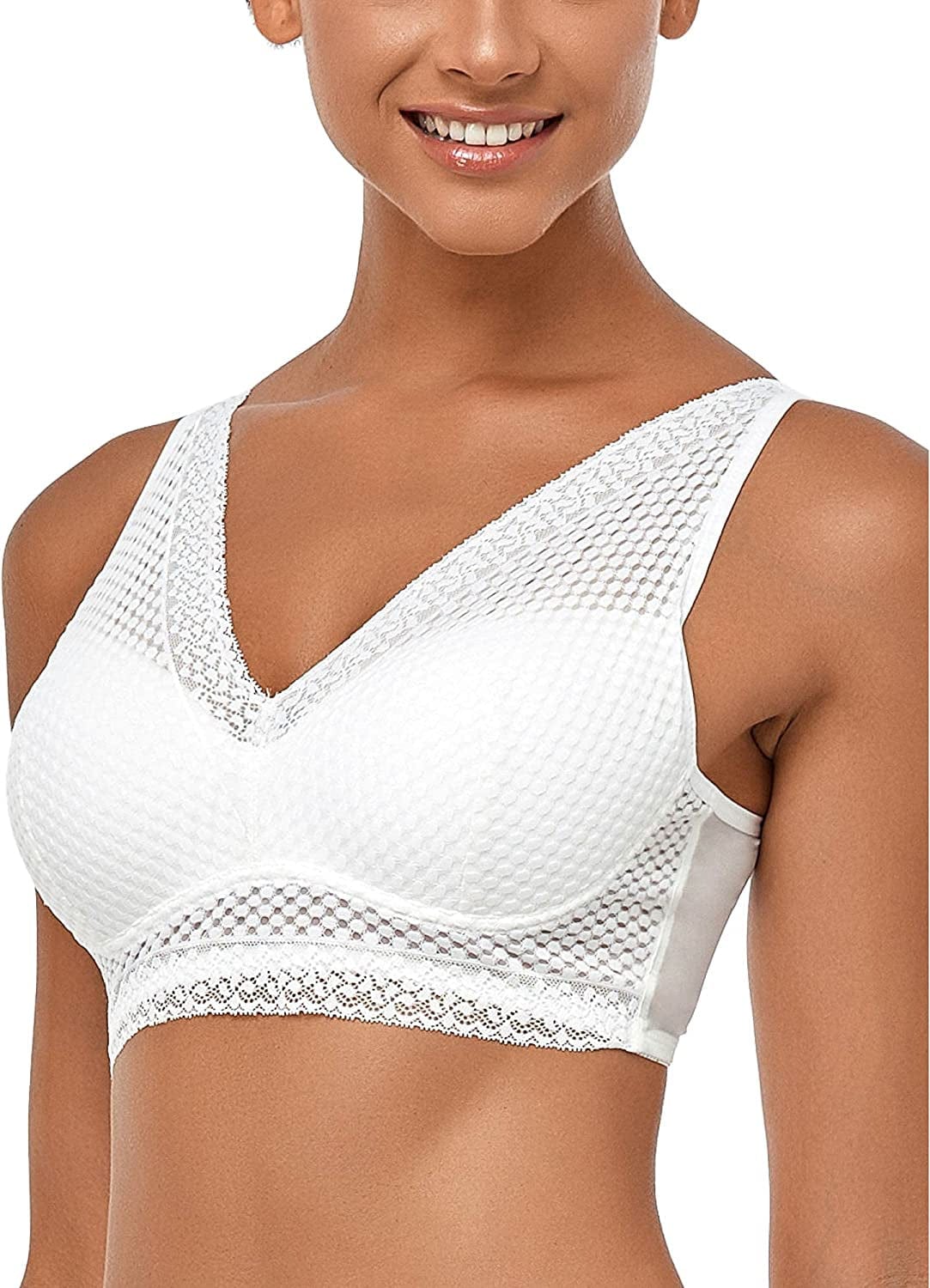 Intimate Portal Women Raerae Good Lift Wire Free Bra | Lightly Padded Demi Bra | Back Smoothing White / 38A/B