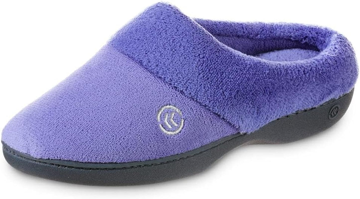Isotoner Women’S Terry Clog Slippers: Arch Support, Anti-Slip Sole, Indoor/Outdoor, Plantar Fasciitis Relief, Fluffy Slippers, Comfortable Nursing Shoes, Non-Slip, Memory Foam