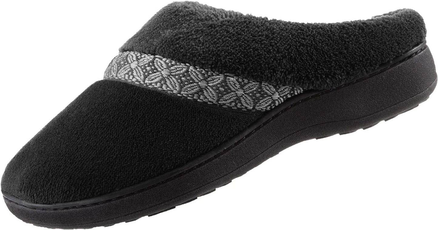 Isotoner Women’S Terry Clog Slippers: Arch Support, Anti-Slip Sole, Indoor/Outdoor, Plantar Fasciitis Relief, Fluffy Slippers, Comfortable Nursing Shoes, Non-Slip, Memory Foam