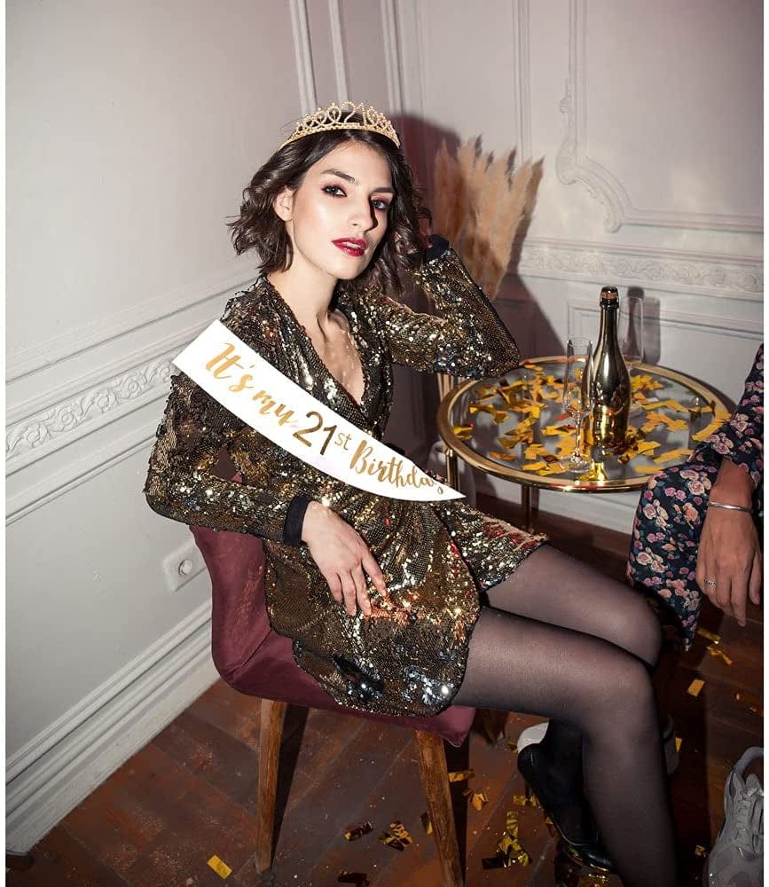 "It'S My 21St Birthday" Sash & Rhinestone Tiara - 21St Birthday Sash Birthday Girl Sash Birthday Party Favours, Supplies and Decorations Apparel & Accessories > Clothing Accessories > Sashes ADBetty