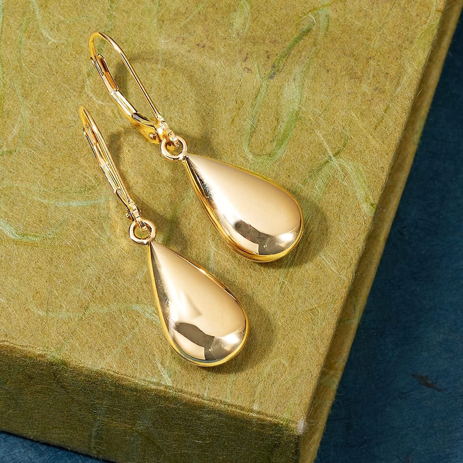 Italian 18Kt Yellow Gold Teardrop Earrings