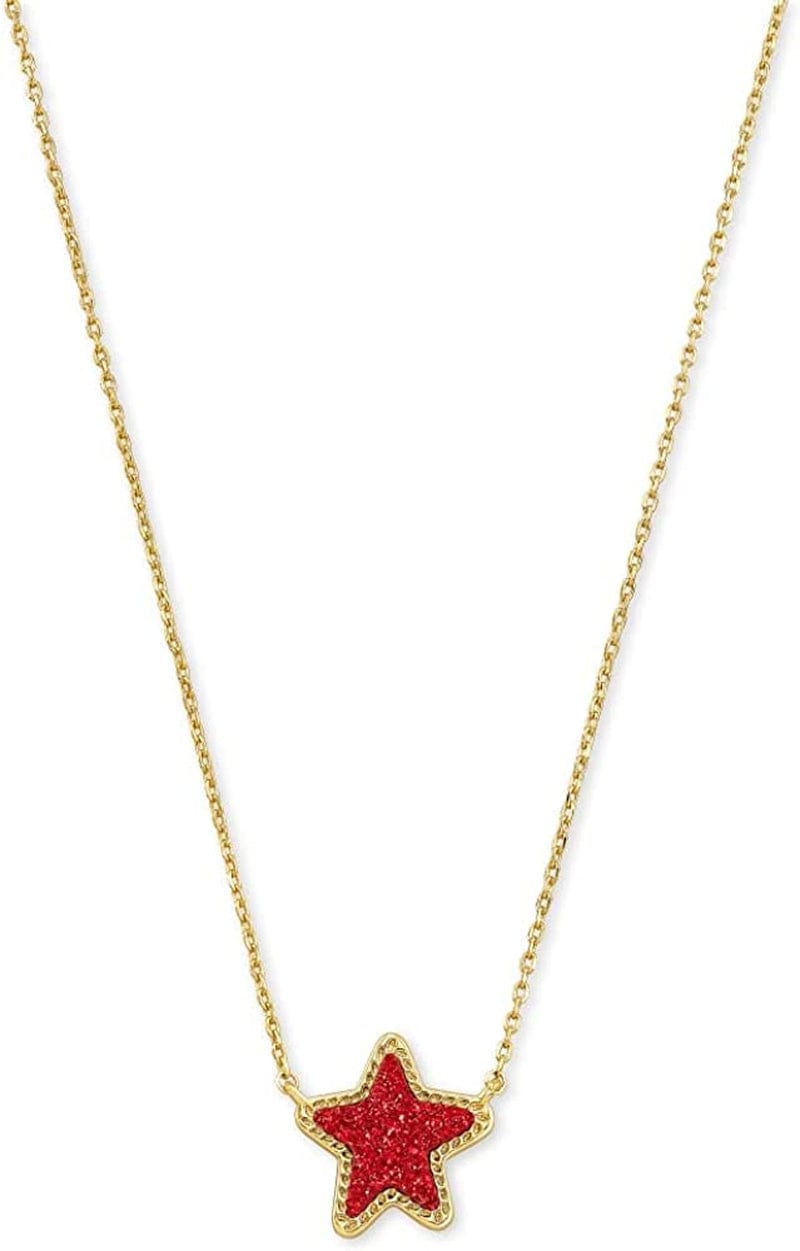 Jae Star Pendant Necklace GOLD - BRIGHT RED DRUSY