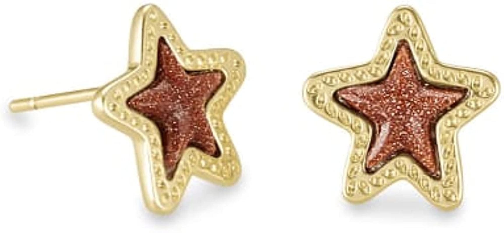Jae Star Stud Earrings, Fashion Jewelry for Women GOLD - ORANGE GOLDSTONE