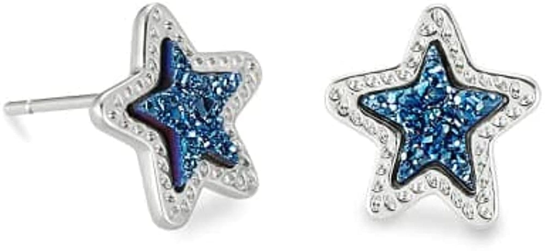 Jae Star Stud Earrings, Fashion Jewelry for Women RHODIUM - BLUE DRUSY