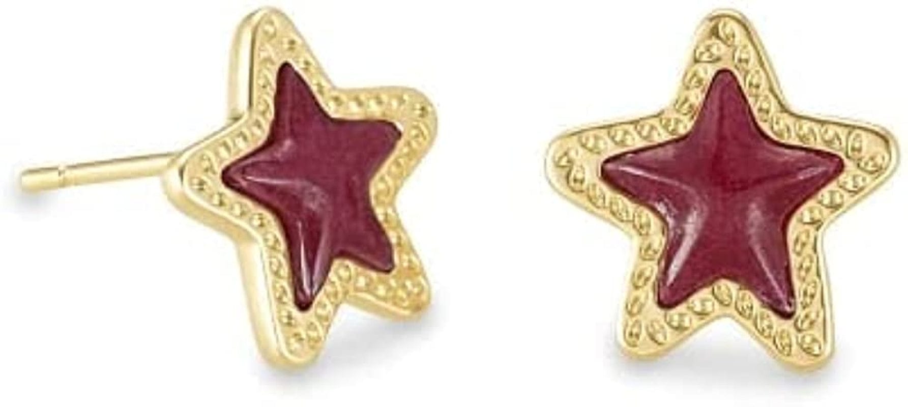 Jae Star Stud Earrings, Fashion Jewelry for Women GOLD - MAROON JADE