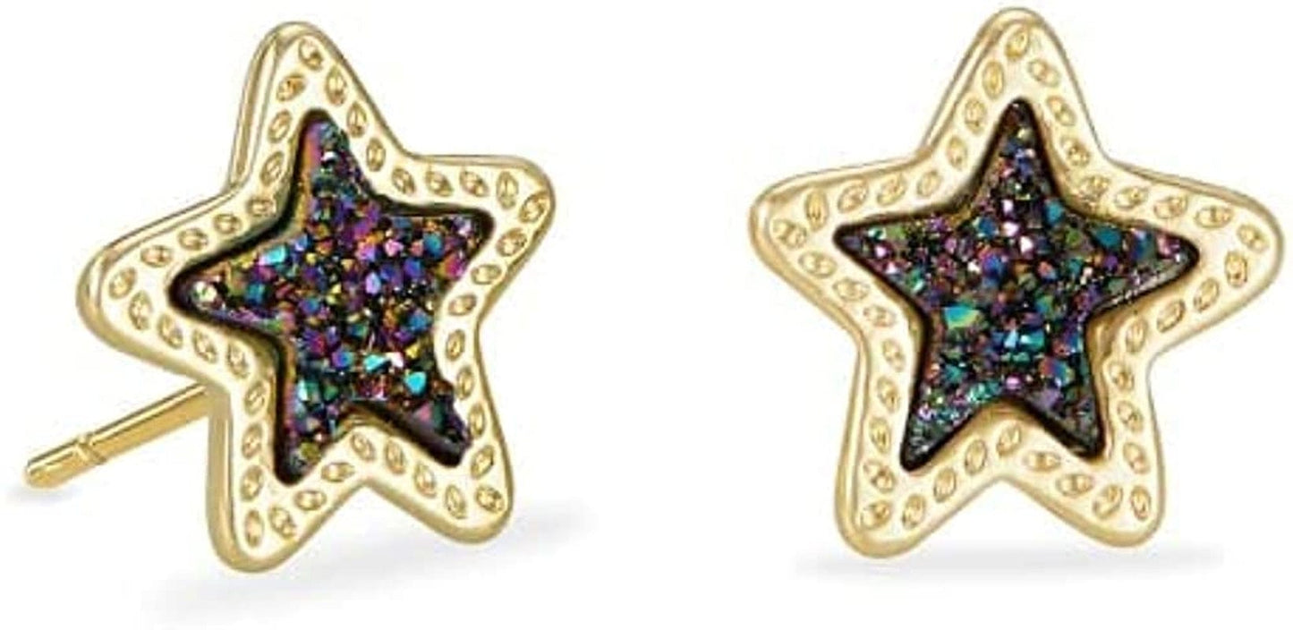 Jae Star Stud Earrings, Fashion Jewelry for Women GOLD - MULTI-COLOR DRUSY
