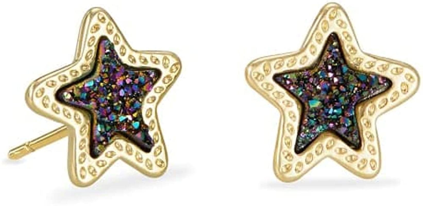 Jae Star Stud Earrings, Fashion Jewelry for Women GOLD - MULTI-COLOR DRUSY