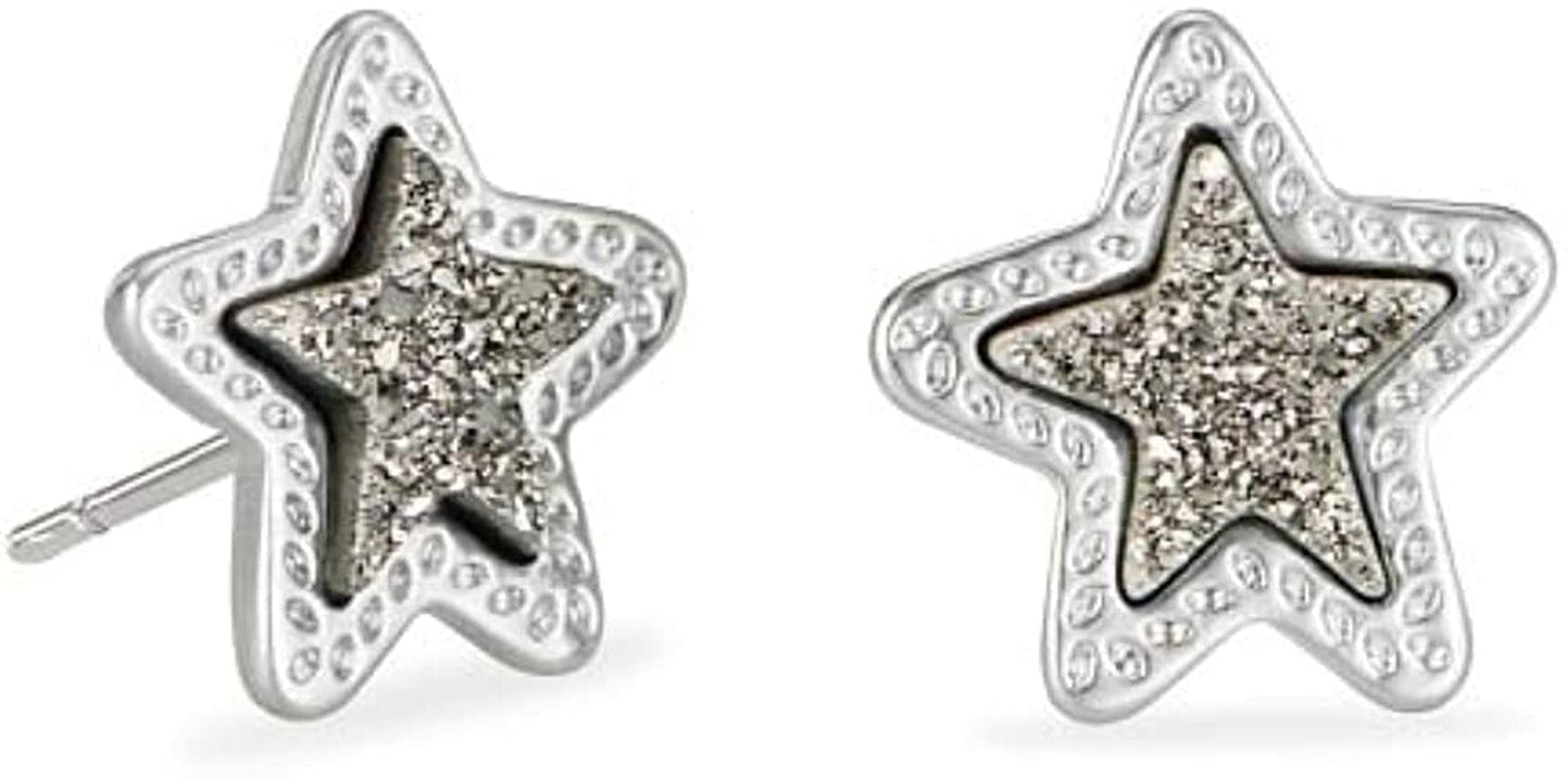 Jae Star Stud Earrings, Fashion Jewelry for Women RHODIUM - PLATINUM DRUSY
