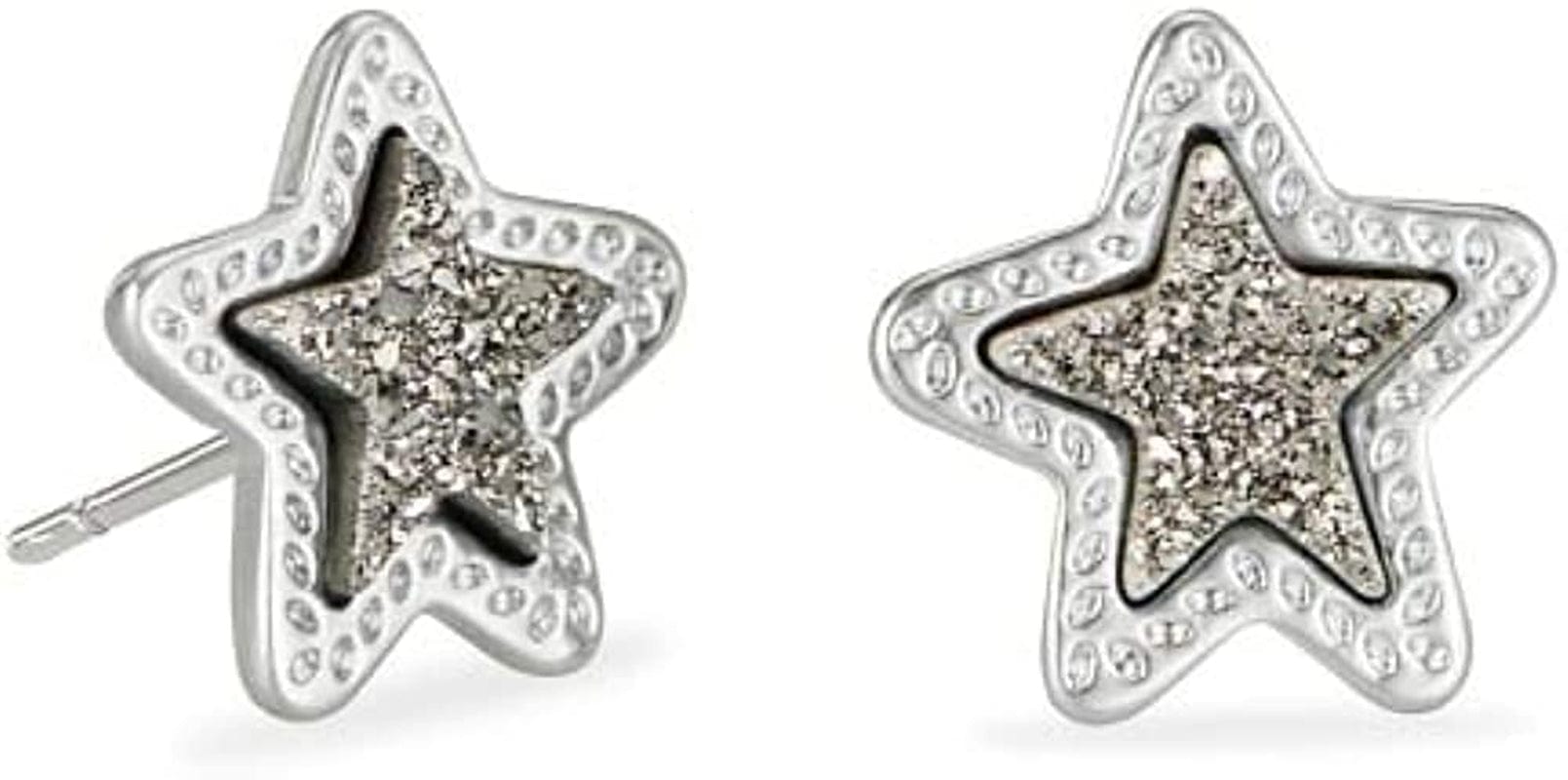 Jae Star Stud Earrings, Fashion Jewelry for Women RHODIUM - PLATINUM DRUSY