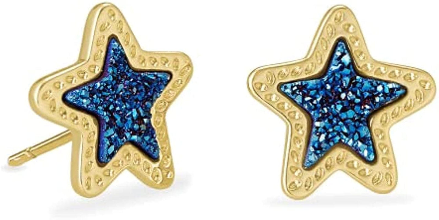 Jae Star Stud Earrings, Fashion Jewelry for Women GOLD - NAVY CATS EYE