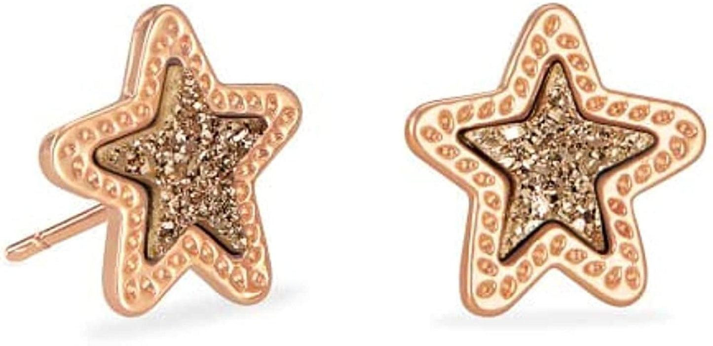 Jae Star Stud Earrings, Fashion Jewelry for Women ROSE GOLD - ROSE GOLD DRUSY