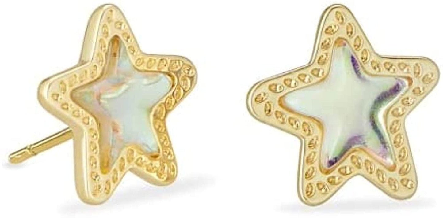 Jae Star Stud Earrings, Fashion Jewelry for Women GOLD - DICHROIC GLASS