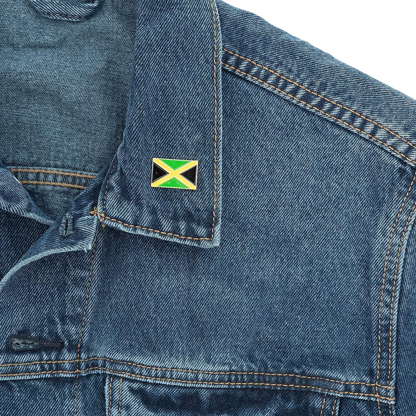 Jamaica Flag Lapel Pin Country Enamel Made of Metal Souvenir Hat Men Women Patriotic Jamaican (Rectangle Pin)