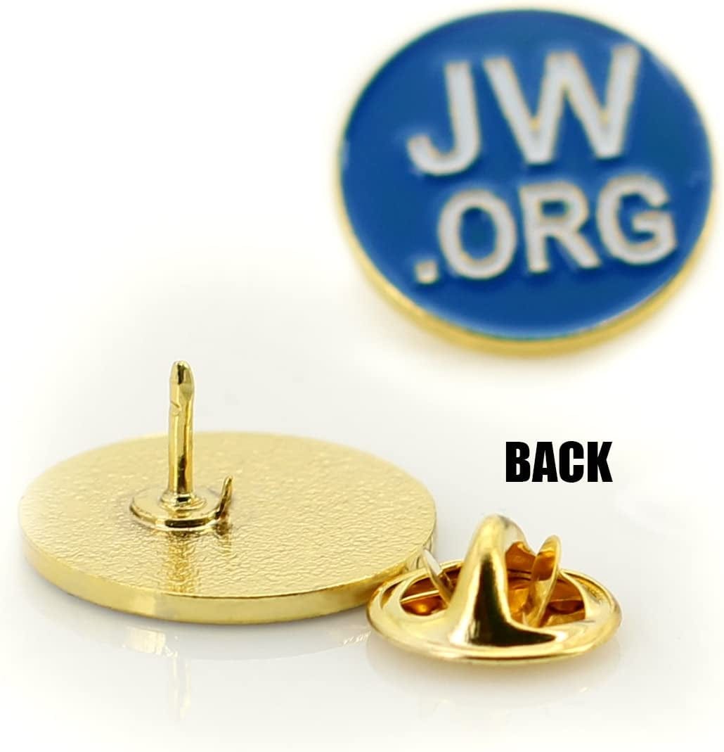 Jehovah Witness - 3/4" round Blue Lapel Pin - Jw.Org Neck Tie Hat Tack Clip Women or Men Suits -5 Pcs in Package (Gold-Plated)