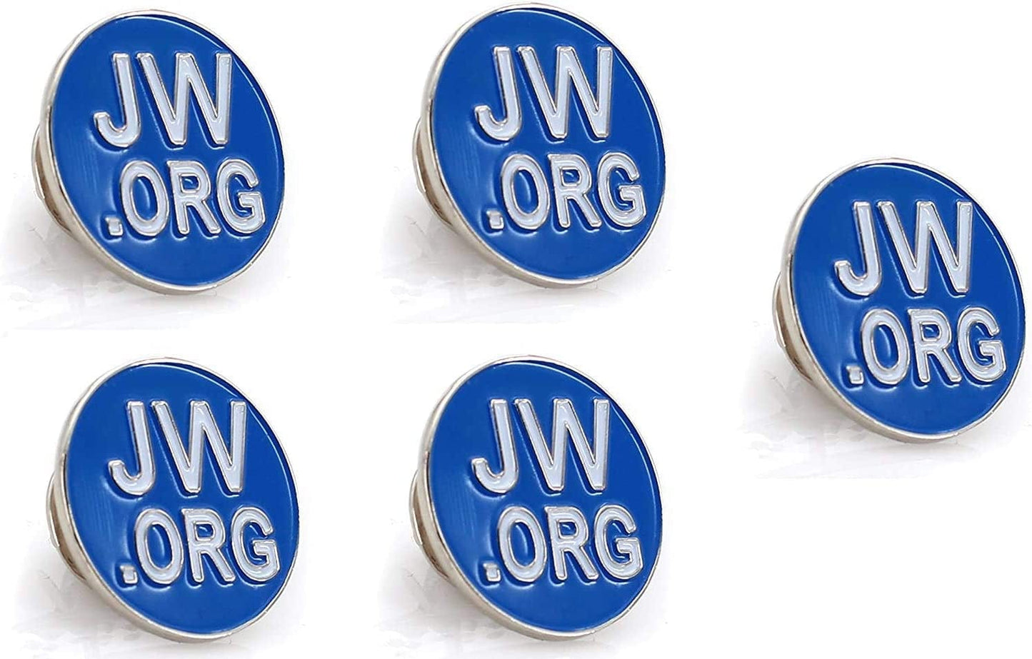 Jehovah Witness - 3/4" round Blue Lapel Pin - Jw.Org Neck Tie Hat Tack Clip Women or Men Suits -5 Pcs in Package (Gold-Plated) Gold-plated