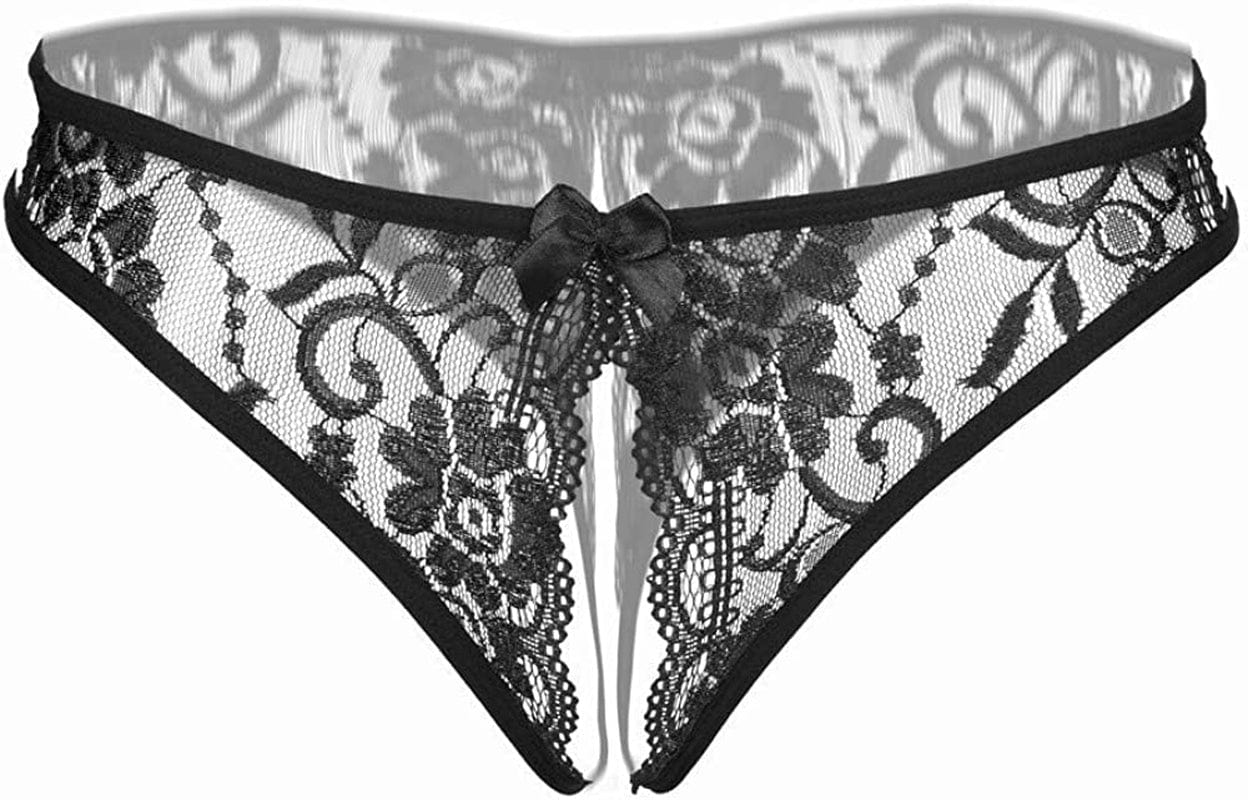Jelove Women Sexy Panties Floral Lace Briefs Thongs Underwear Black / Medium