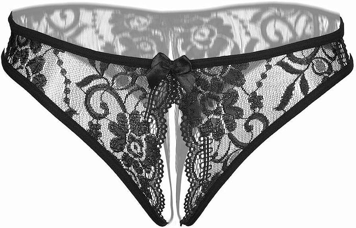 Jelove Women Sexy Panties Floral Lace Briefs Thongs Underwear Black / Large