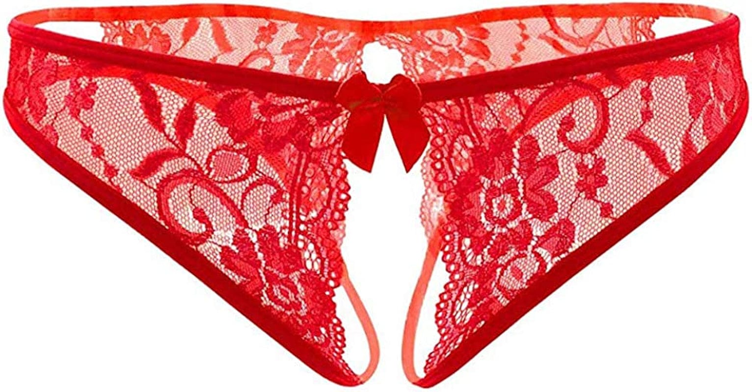 Jelove Women Sexy Panties Floral Lace Briefs Thongs Underwear Red / Medium