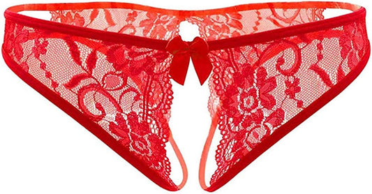 Jelove Women Sexy Panties Floral Lace Briefs Thongs Underwear Red / Medium
