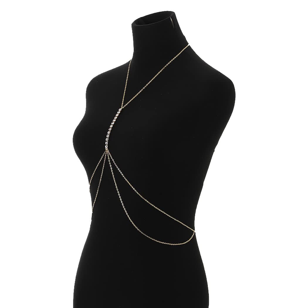 Jerany Rhinestone Sexy Body Waist Chain Gold Layered Body Necklace Party Body Accessories for Women and Girls Apparel & Accessories > Jewelry > Body Jewelry Jerany