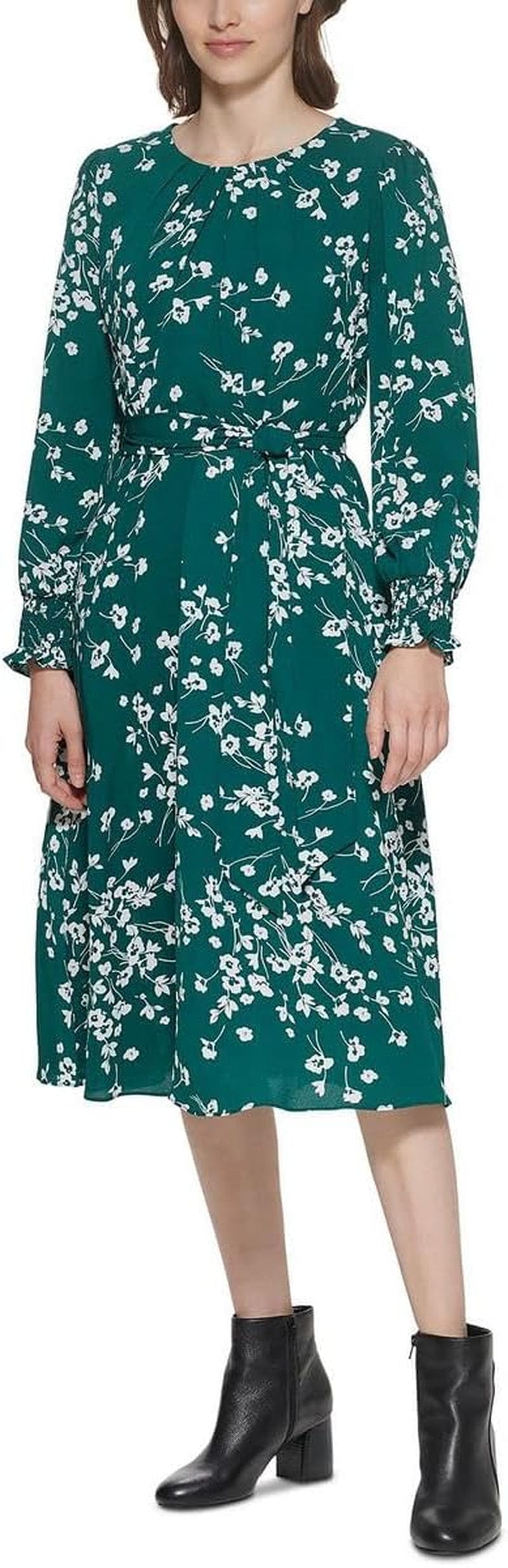 Jessica Howard Womens Floral Print Pleated Midi Dress