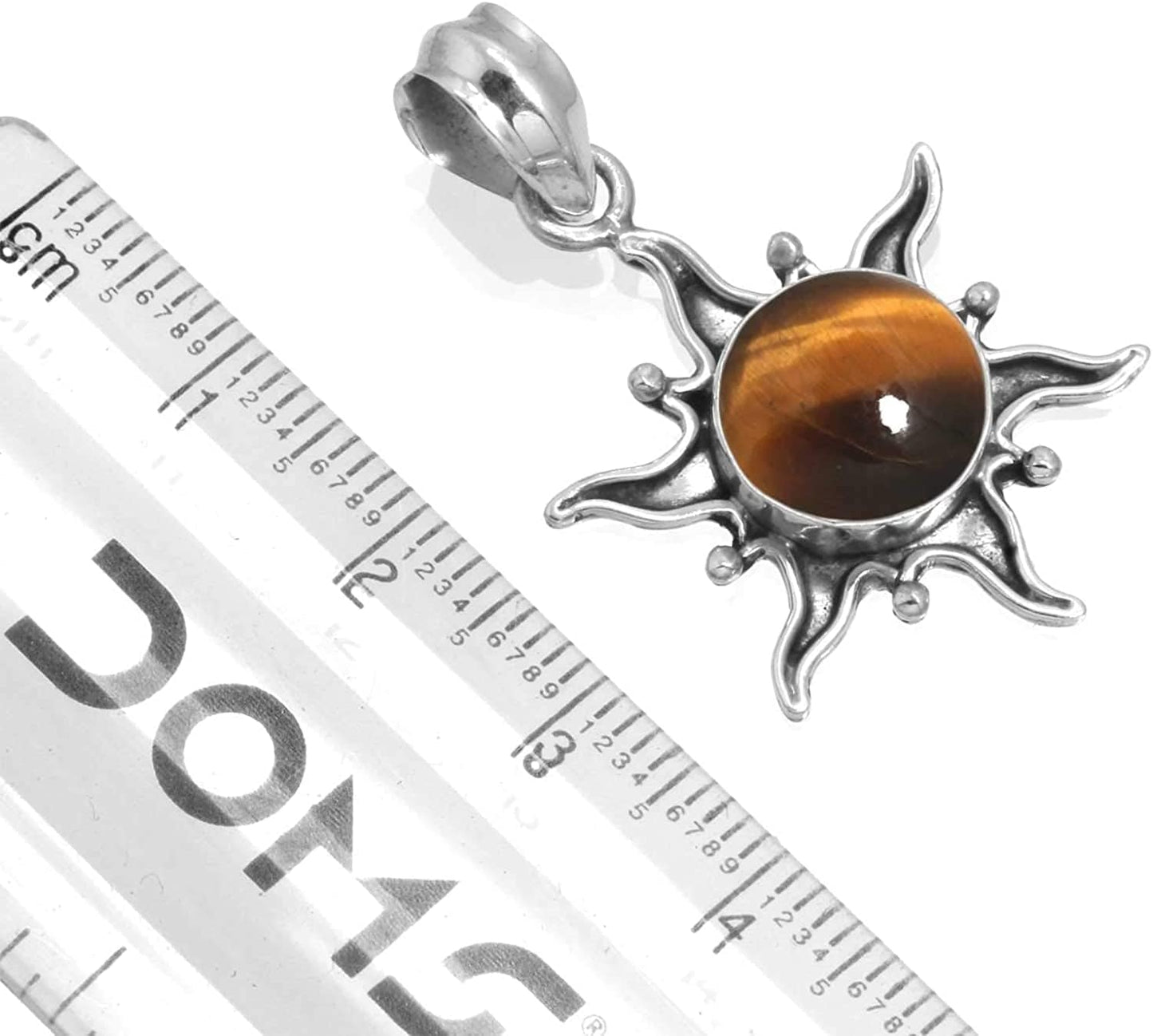 JEWELOPORIUM Solid 925 Sterling Silver Gemstone Handmade Pendant for Women (99512_P)