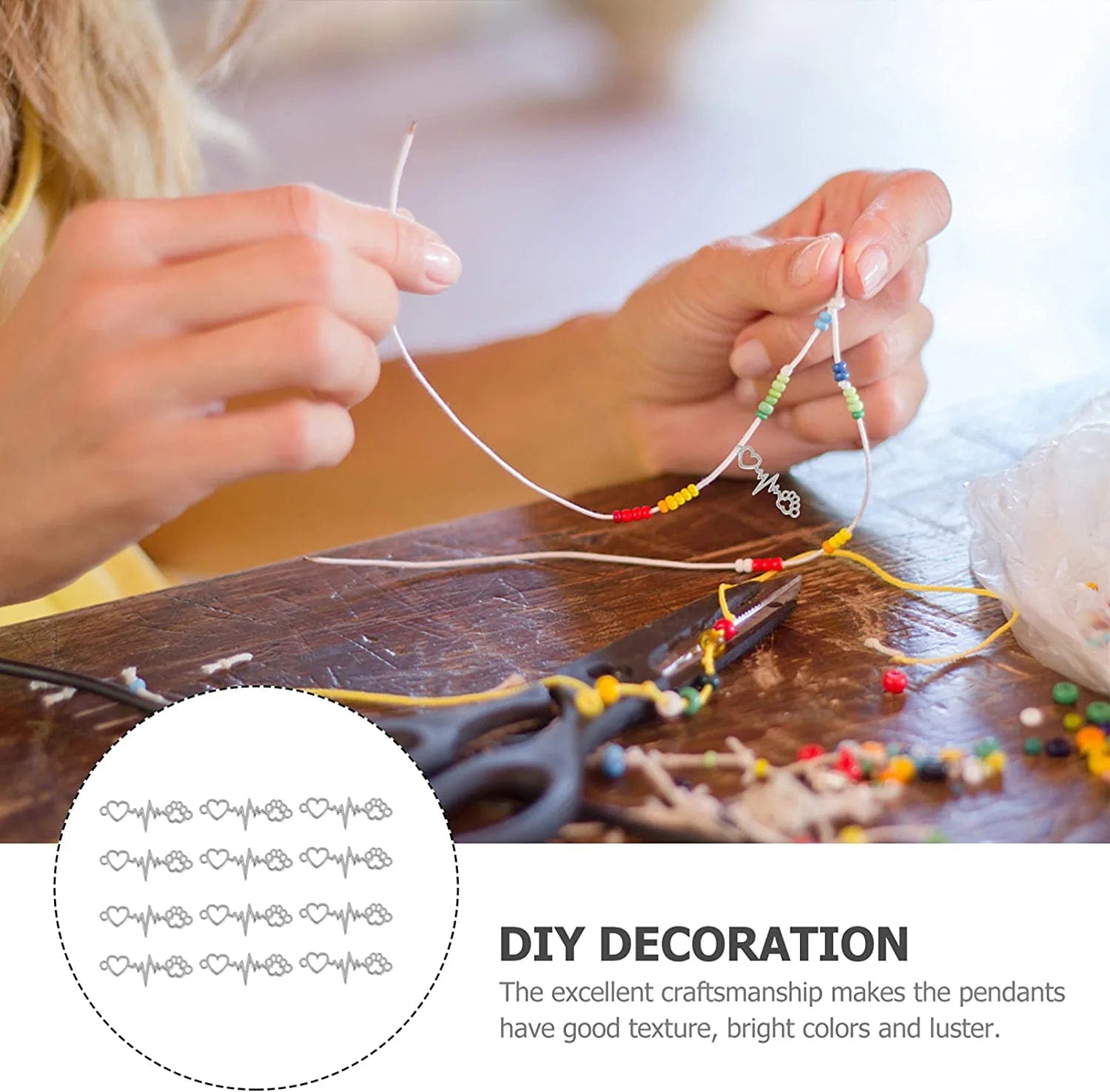 Jewelry Charms Heart and Paw Charm Dog Paw Heart Beating Connector Pendants for DIY Necklace Bracelet Earring Materials 100Pcs