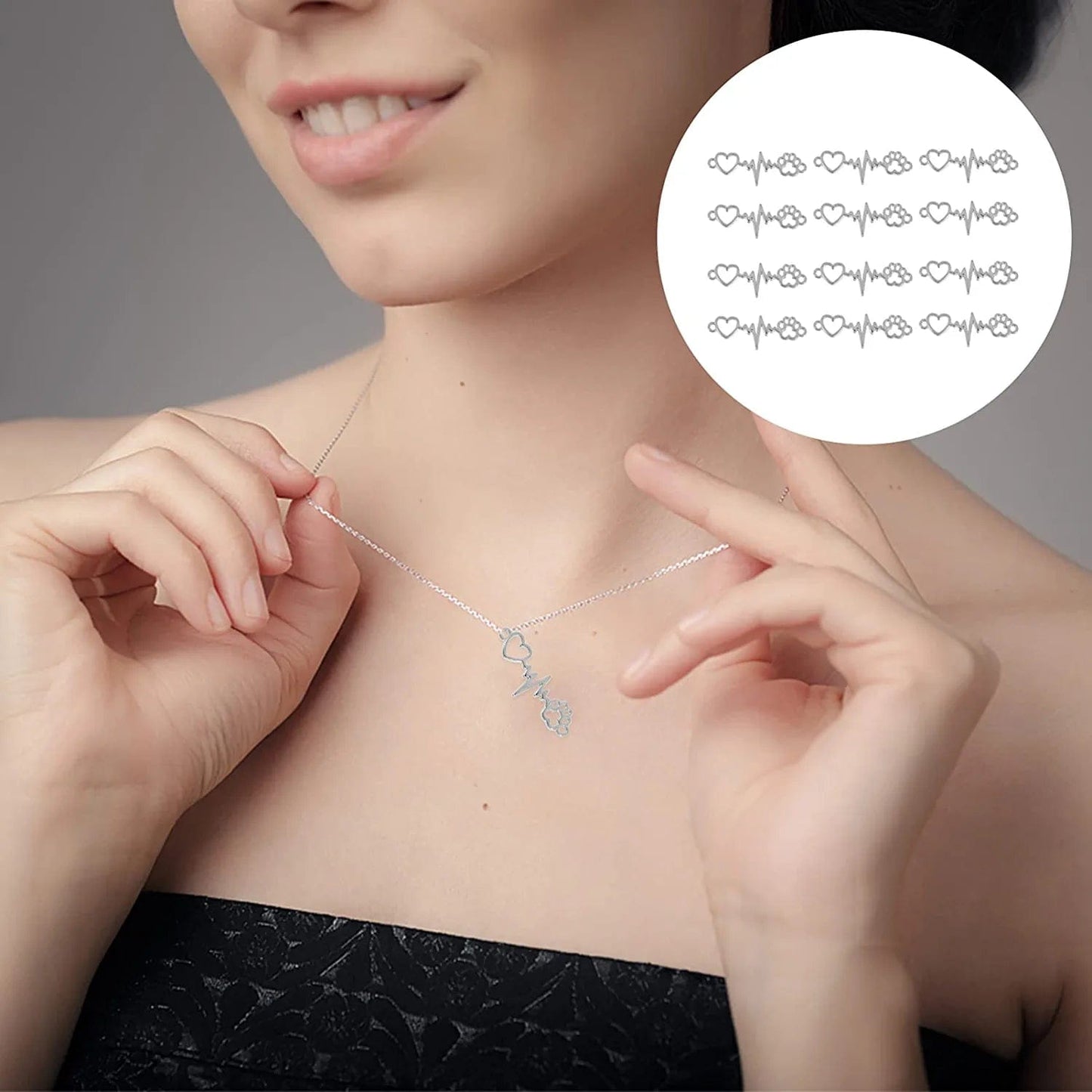 Jewelry Charms Heart and Paw Charm Dog Paw Heart Beating Connector Pendants for DIY Necklace Bracelet Earring Materials 100Pcs