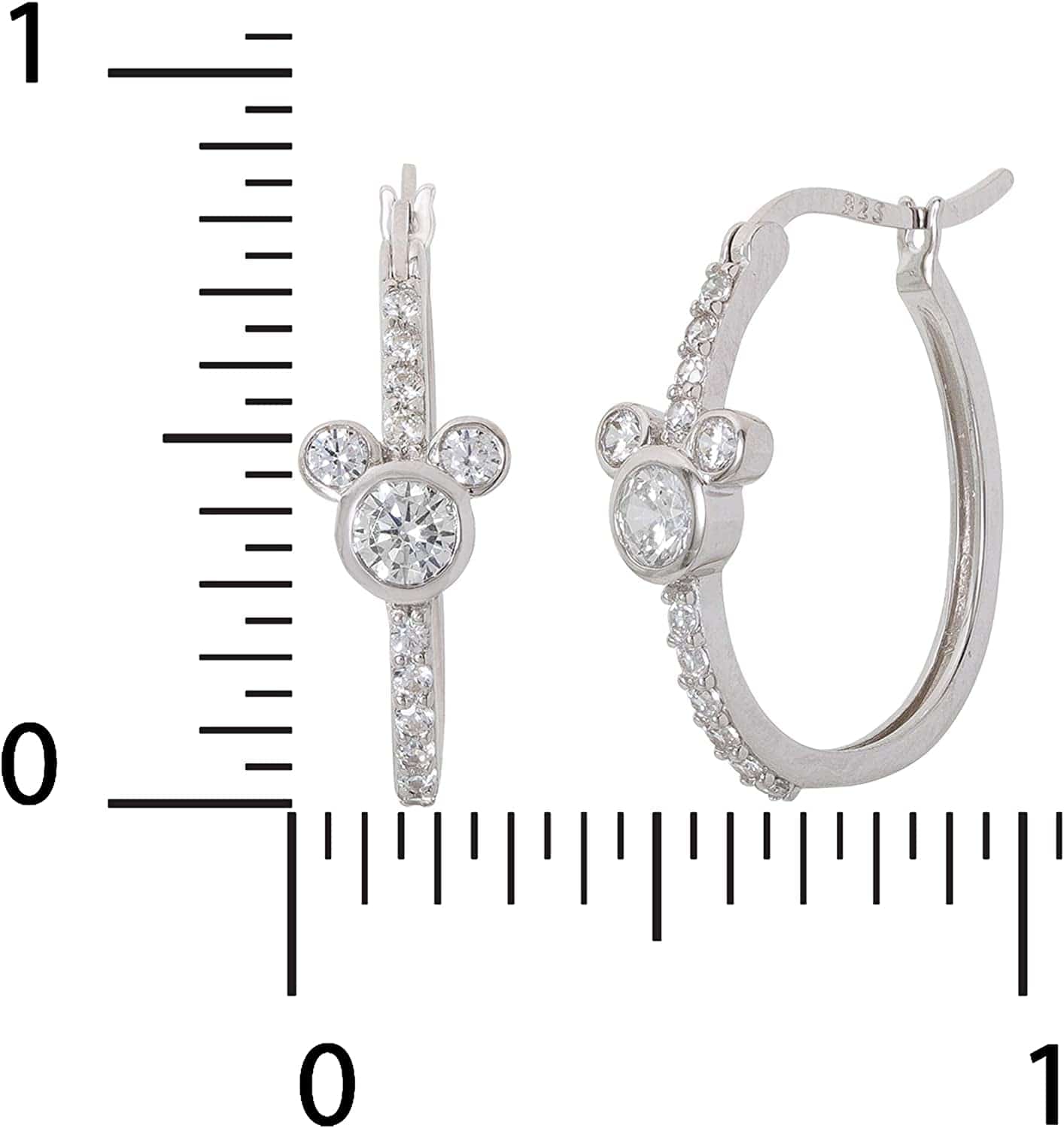 Jewelry for Women Mickey Mouse or Minnie Mouse Birthstone Cubic Zirconia Hoop Earrings, Sterling Silver