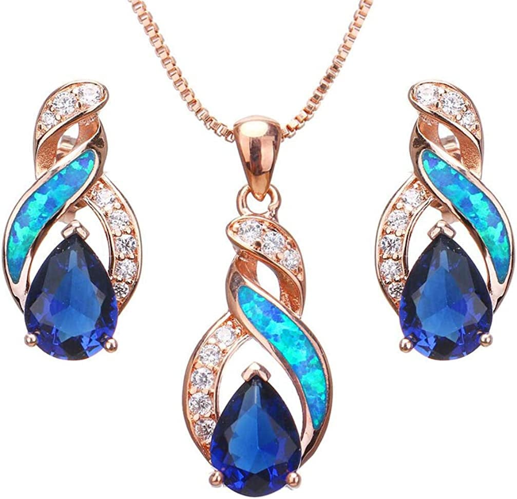 Jewelry Sets Australian Created Opal Necklace Earrings Mother'S Day Gifts Jewelry for Mom JS7