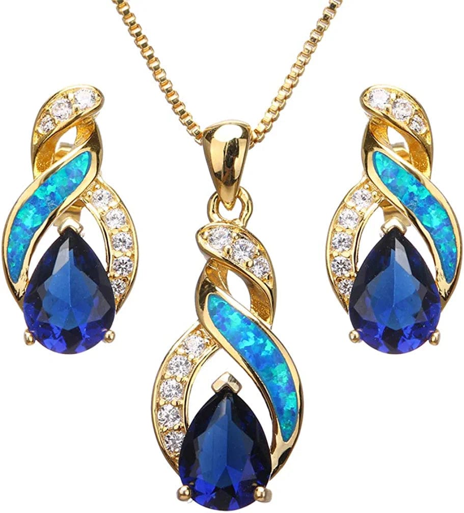 Jewelry Sets Australian Created Opal Necklace Earrings Mother'S Day Gifts Jewelry for Mom JS4