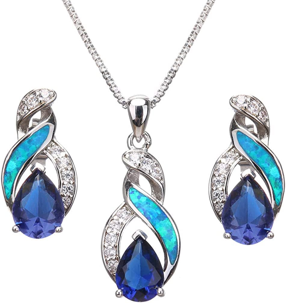 Jewelry Sets Australian Created Opal Necklace Earrings Mother'S Day Gifts Jewelry for Mom JS3