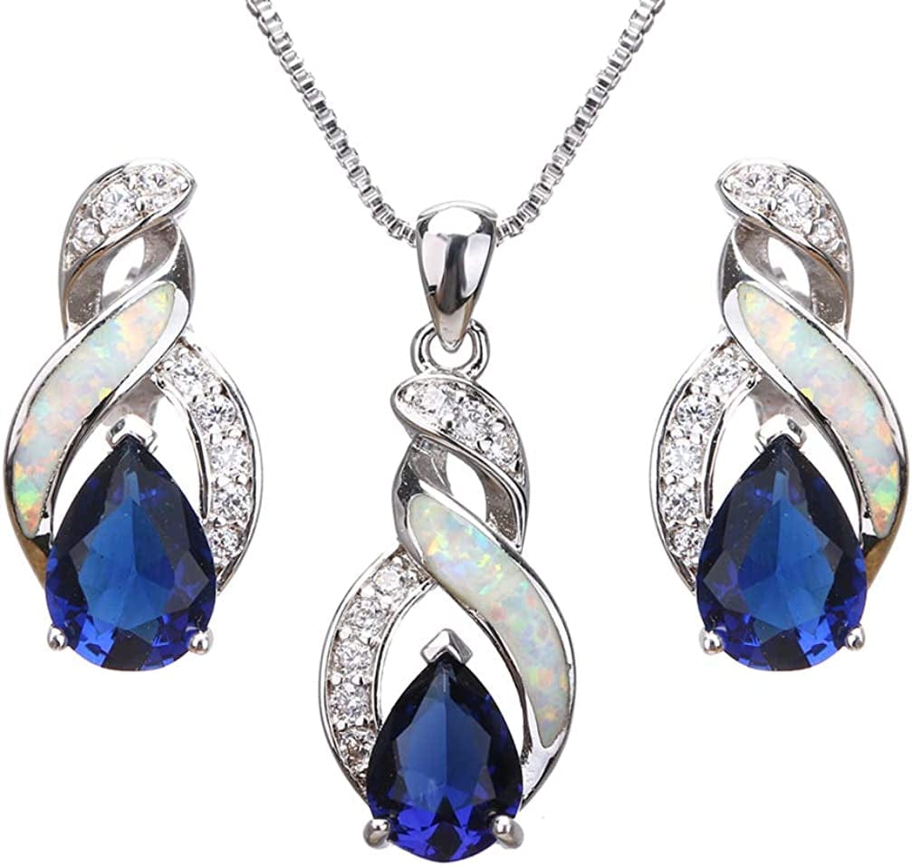 Jewelry Sets Australian Created Opal Necklace Earrings Mother'S Day Gifts Jewelry for Mom JS10