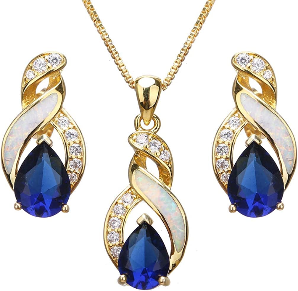Jewelry Sets Australian Created Opal Necklace Earrings Mother'S Day Gifts Jewelry for Mom JS5